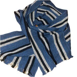 AGAVESALT woman’s Baja Shawl Surfer Black Blue 74x18 In Fringe